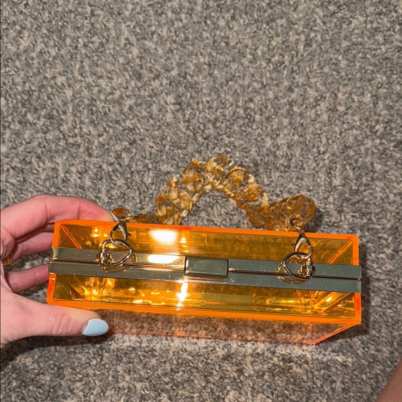Orange Acrylic Bag with Chain - Picture 3 of 6